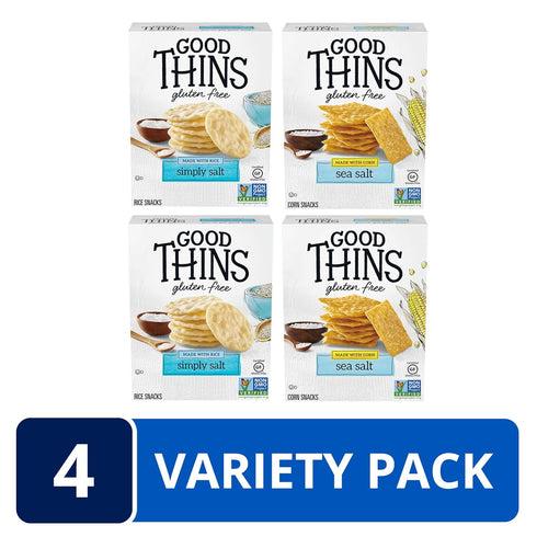 Pack, 4 GOOD THINS Rice & Corn Snacks Gluten Free Crackers Variety Bulk Snack Crackers, Boxes