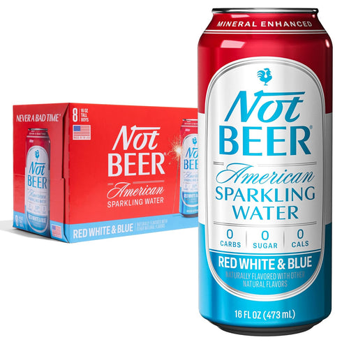 Not Beer American Sparkling Water, Red White & Blue, 99.9% Pure, Mineral
