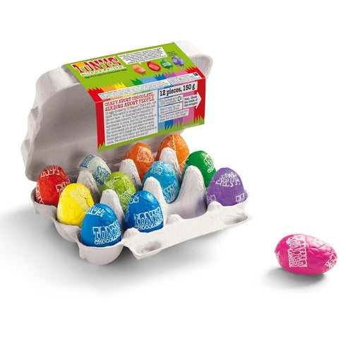 12 Tony's Chocolonely Mini Easter Eggs Assortment in Foil - Fairtrade Belgian Family Chocolate Gifts Box