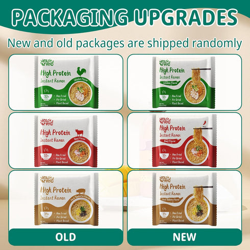 (32g) Packaged 8 Packs VOLO VERO High Protein Instant Ramen Variety Noodles Soup, Chicken, "Spicy" Beef, Pork Tonkotsu