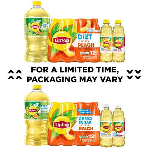 16.9 oz (12 Pack), 100% Packaging Lipton Zero Sugar Iced Tea, Green Tea Citrus, fl Bottles, DV Vitamin C, May Vary