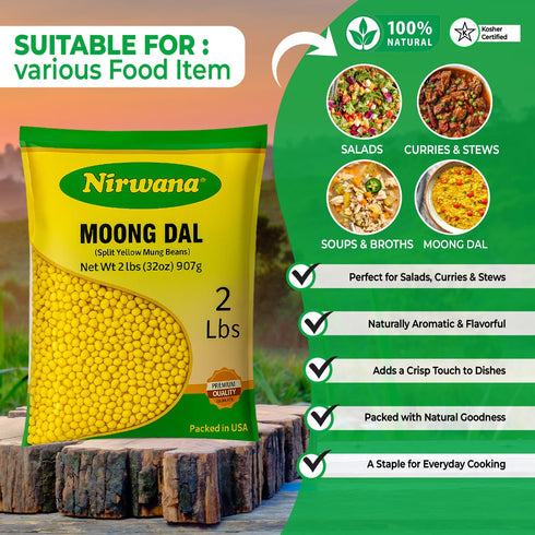 32oz Yellow Split Moong Beans (Moong Dal) Protein-Rich Lentils for Indian Cooking, Soup, and Everyday Meals