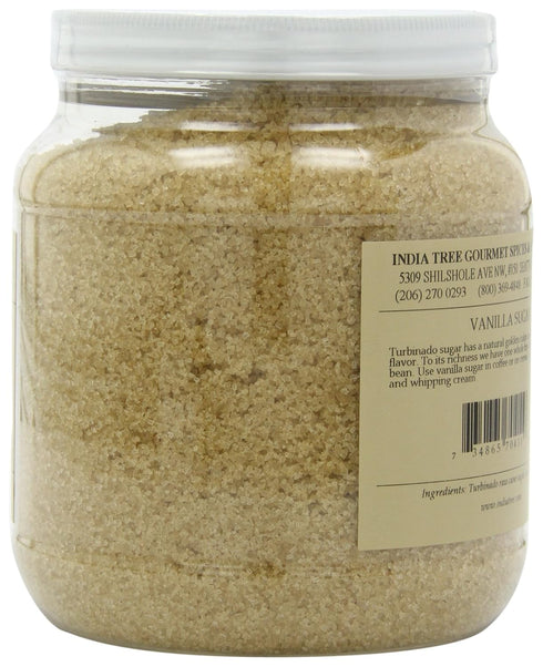 3 lb India Tree Vanilla Sugar, Canister - Vegan, Non-GMO and Fair Trade Raw Cane Sugar with Real Vanilla Bean