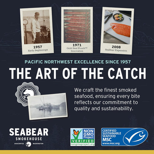 18oz (3 6oz) 18 (3 6 SeaBear Smoked Salmon Trio x Fillets Gift Box Wild Alaska Sockeye, Wild Pink & Coho Fillets, Shelf