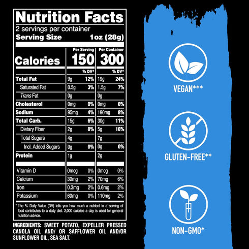 2 Oz (Pack 8) Terra Vegetable Chips, Sweet Potato with Sea Salt Vegetable Chips