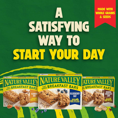 5 8.85 oz Nature Valley Soft Baked Breakfast Bars, Almond Oat, Morning Snacks, Bars