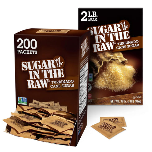 In the Raw Turbinado Sugar Bundle 2 Lb Box + 200 Cane
