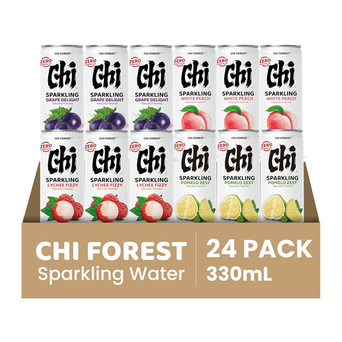 4 Pack, 11.16 oz (Pack 24) CHI FOREST Sparkling Water Beverage, Flavors Variety Zero Sugar, fl Cans