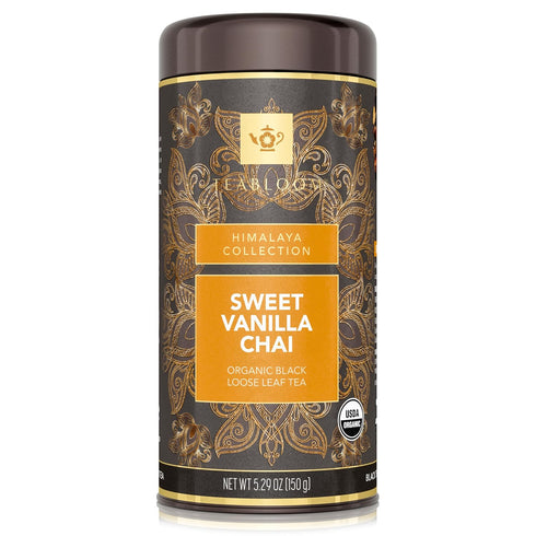 5.29 35-50 Teabloom Organic Black Tea, Sweet Vanilla Chai Loose Leaf Tea, Rich and Spicy Vanilla-Scented Blend