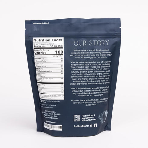 Northshore Willow and Oak T55 2.2 (1kg) Willow Flour - Authentic French Wheat Flour for Baking, Fine milled, Bag