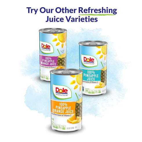 100% 100% 8.4 Oz 24 Dole Pineapple Juice, Fruit Juice with Added Vitamin C, Fl Cans, Total Cans