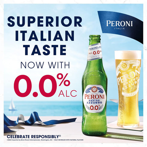 Peroni 0.0 6 Pack, 11.2 oz 0% Non Alcoholic Beer, fl Bottles, ABV