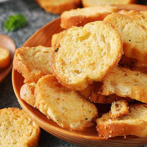 laweny 3.24oz (92g/ Bread slices garlic bread slices Salty snack Snacks Afternoon Tea Snacks Garlic cookies bag)
