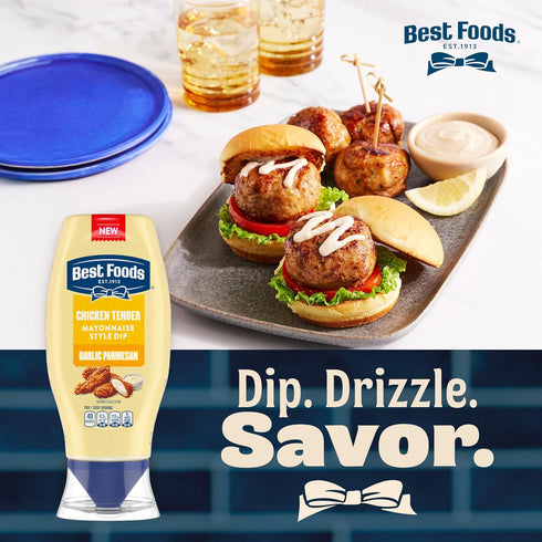 Best Foods 11.5 Oz (Pack 2) Garlic Parmesan Chicken Tender Mayonnaise Style Dip Garlic Parmesan Delicious Flavor No