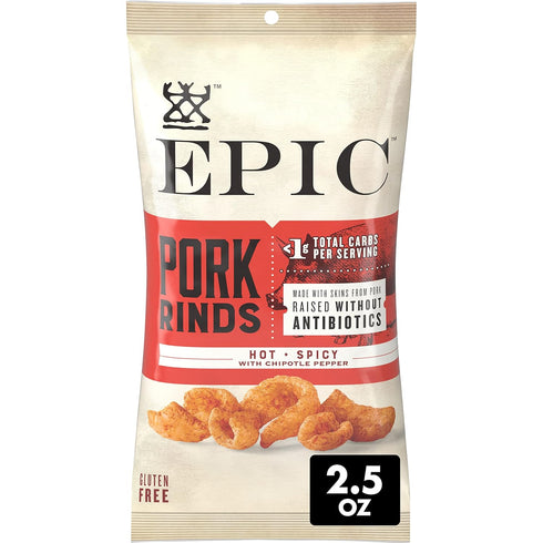 EPIC Pork Rinds, Hot and Spicy Chipotle Pepper, Keto Friendly Snack, 2.5