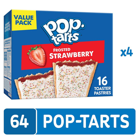 Pack, (64 Pop-Tarts Toaster Pastries, Breakfast Foods, Kids Snacks, Value Frosted Strawberry Pop-Tarts)