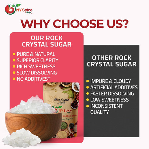5 NY SPICE SHOP Rock Sugar Pound Bag Rock Candy Crystals Sugar Rocks Whole Crystals Rock Candy Rock Sugar for Tea