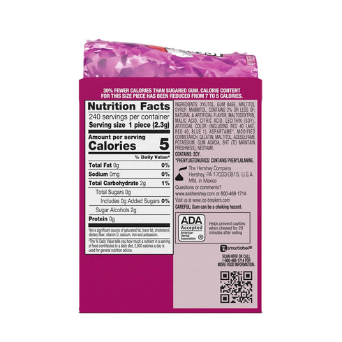 3.24 oz (6 Count, 40 ICE BREAKERS Ice Cubes Raspberry Sorbet Flavored Sugar Free Chewing Gum Bottles, Pieces)