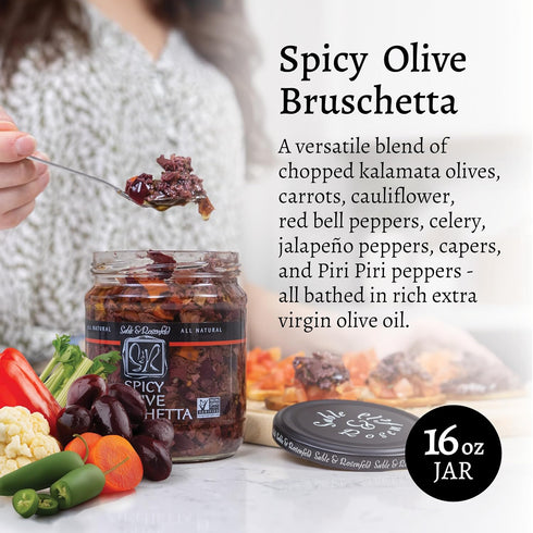 16 oz (Pack 2), Sable & Rosenfeld Spicy Olive Bruschetta in a Jar of Kalamata Mediterranean Sandwich Spread