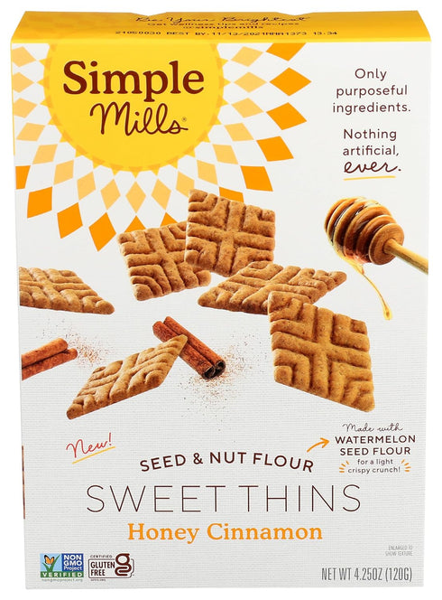 Simple Mills Honey Cinnamon Seed & Nut Flour Sweet Thins, Paleo Friendly