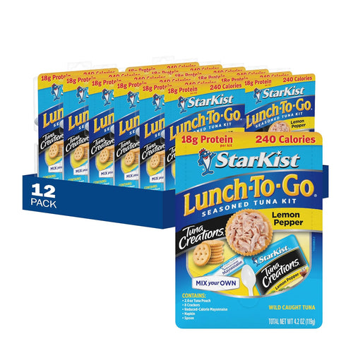 StarKist Lunch-To-Go Tuna Creations Lemon Pepper Pouch, 4.2 oz Kit, 12 Pack