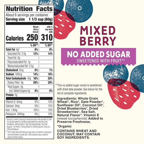 12.5 oz Cascadian Farm Organic Mixed Berry Cereal, No Added Sugar