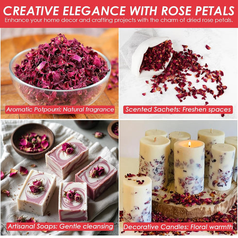 4 oz Cure Wid Pure Certified Organic Dried Rose Petals Food-Grade Edible Rose Petals for Tea,Cocktails,Baking,Skincare
