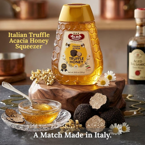 8.8 oz (250 Alma Gourmet Italian Acacia Truffle Honey Acacia Honey With Real Black Truffle Slices Imported From Italy