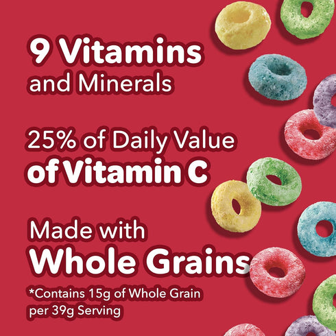 13.2oz (1 Kellogg's Froot Loops Breakfast Cereal, Fruit Flavored, Breakfast Snacks with Vitamin C, Large Size