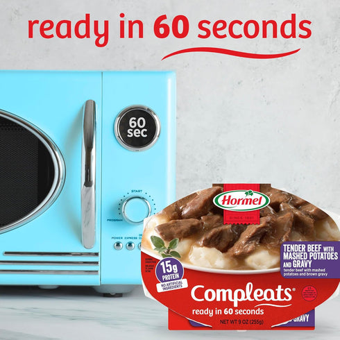9 oz. (6 Pack) HORMEL COMPLEATS Tender Beef With Mashed Potatoes & Gravy Microwave Tray