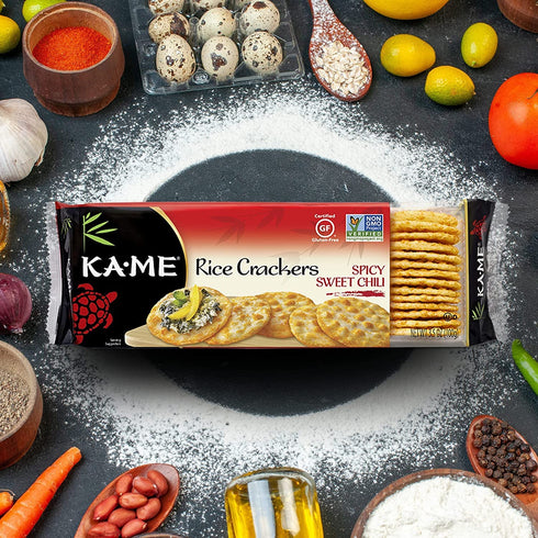 3.5 Oz (4 Pack) Ka-Me Rice Crackers Gluten Free And Non GMO Verified - Spicy Sweet Chili