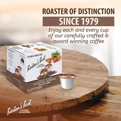 1 Count (42 Bostons Best - Toasted Almond Flavored Delicious Gourmet Coffee Compatible with Keurig Coffee Maker, Single