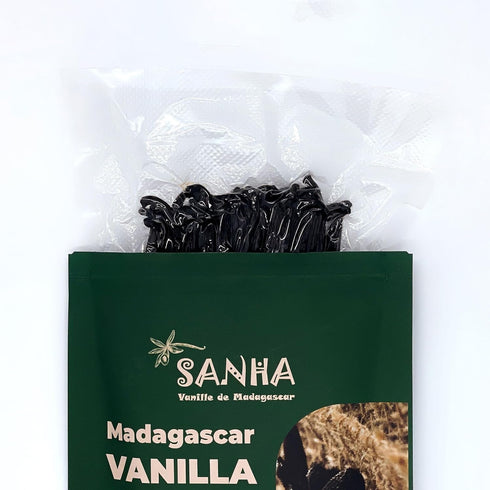 SANHA VANILLE DE MADAGASCAR (10 Count, 6-7 Inches, SANHA Madagascar Vanilla Beans Grade A, Hand-Selected) - Organic