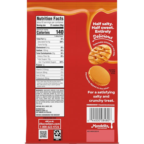 6-8 oz RITZ Drizzled Minis Caramel Crackers, Snacks for Kids and Adults, Party Snacks, Bags