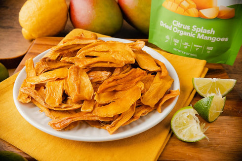 Pack 2.8oz 4pack Earthside Farms Dried Organic Mango Variety Original Citrus Splash Lime Kick and Peach Paradise Gluten