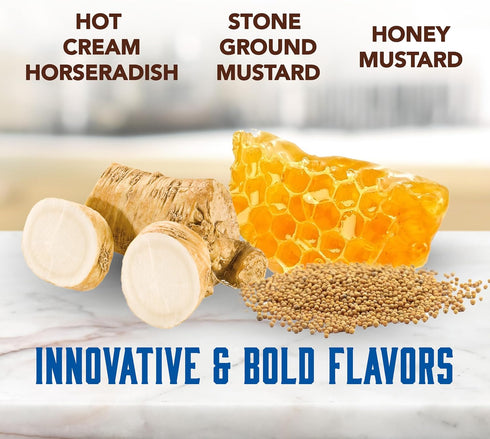 Pack, (Pack 3) Beaver Condiment Variety Hot Cream Horseradish, Stone Ground Mustard and Honey Mustard