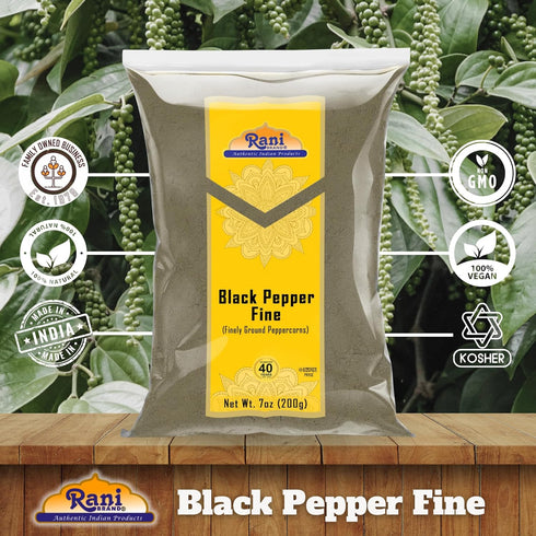 Rani Black Pepper Fine Powder 80 Mesh 7oz (200g) - All Natural, Vegan, Gluten Friendly, Non-GMO