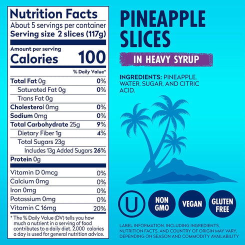 20 oz 12 Pack Dole Pineapple Slices in Heavy Syrup - Dole Canned Fruit - Rich Source of Vitamin C - Cans