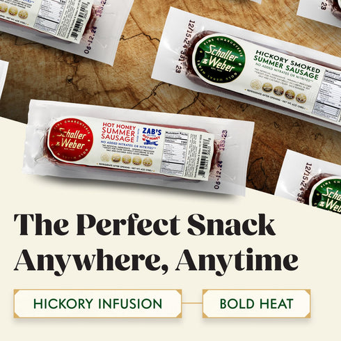 Summer 6 Oz (Pack 2) Schaller & Weber Variety Pork Sausage, of | Hickory & Zab's Hot Honey | Ready to Eat German Smoked