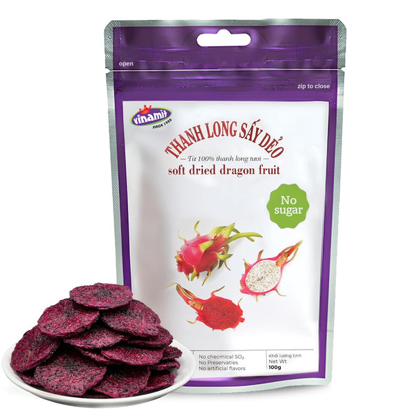 Vinamit Soft Dried Dragon Fruit Slices | No Sugar Added | 3.5