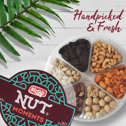 26oz 6 Easter Nut Gift Baskets, Mixed Nut Gift Box of Sectional Platter, Ideal Nut Assortment for Holidays, Birthdays