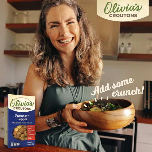 Olivia’s Croutons Parmesan Pepper Croutons, 4 Pack of 5 Oz Boxes, Gourmet Salad Toppers Made In USA