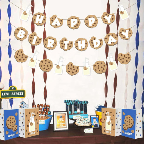 Lsaepon (16 Pack) Cookies Milk Birthday Party Favor Gift Bags, Cookie and Milk Theme Birthday Party Baby Shower Candy