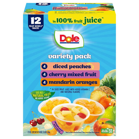 Dole Diced Peaches, Mandarin Oranges, and Cherry Mixed Fruit in 100% Juice