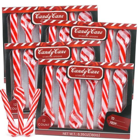 Sweetzo Bulk Christmas Candy Cane Stir Spoons, Hot Chocolate and Coffee Peppermint