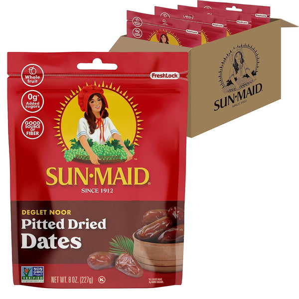 Sun-Maid Deglet Noor Pitted Dried Dates - (4 Pack) 8 oz Resealable