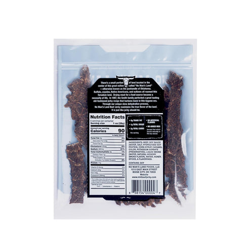 17G 6oz No Mans Land High Protein Beef Jerky | Protein, Low Carb, Low Calorie Beef Snack | Slow-Dried, Smoked
