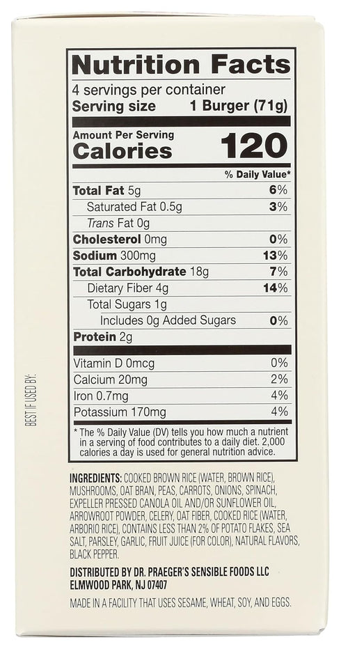 2.5 4 Count Dr. Praeger's, Mushroom Risotto Veggie Burgers, Ounce