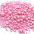 Weraru Edible Pink Pearl Sugar Sprinkles, Candy Mixing Size Baking Decorations for Cupcake Toppers, Celebrations