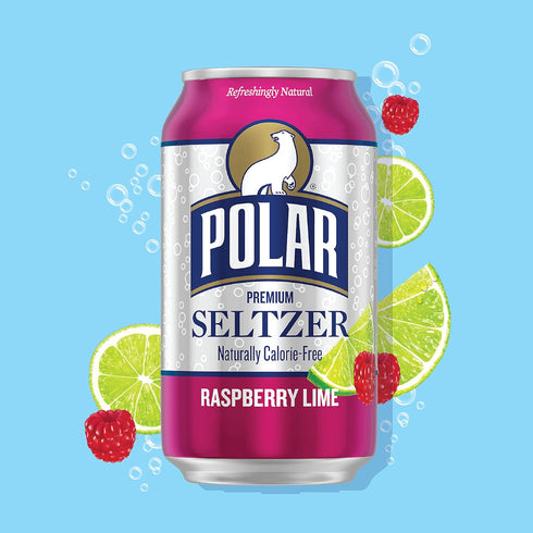 12 oz 18 pack Polar Seltzer Water Raspberry Lime, fl cans